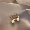 Boucles d'oreilles élégantes Rose rouge Zircon perle papillon pour les femmes rose tulipe fleur boucle d'oreille fille fête mariage bijoux