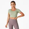 Camisas activas Tops de verano Mujeres Crop Top Nylon Transpirable Sexy Back Camiseta de mujer Deporte Yoga Gimnasio Ropa Fitness Ropa de manga corta