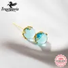 Charm Trustdavis Real 925 Sterling Silver Earring Fashion Round Blue Crystal Stud oorbellen voor vrouwen Wedding Mother's Day Gift DA2973 Z0323