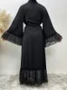Этническая одежда Черная Рамадан Эйд Мубарак Никаб Робка Кимоно Фемма Мусулман Дубай Абайя Турция Арабский ислам Абаяс для женщин мусульманский хиджаб платье 230324