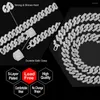 사슬 아이스 아웃 블링 모조 다이나 스톤 프론관 쿠바 링크 체인 남성용 목걸이 2 줄 크리스탈 연석 힙합 보석 13/14/20mm