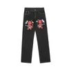 Мужские джинсы Harajuku, прямые повседневные джинсовые брюки с мультяшным буквенным принтом, рваные мешковатые уличные брюки в стиле Vibe, джинсовые брюки 230324