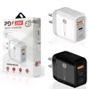 25W AC Schnellladen QC3.0 PD -Ladegerät USB Typ C Mobiltelefon Wall -Ladegerät für das iPhone Samsung EU UK US -Plug Dual -Ports Schnellladegerät