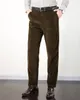 Männer Hosen Frühling Herbst Cord Hosen Männer Freizeit Waschen Hohe Taille Gerade Lose Mittleren Alters Business Casual 230324