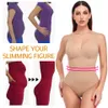 Kvinnors shapers Shapewear bodysuit thong shaper för kvinnor midja tränare kropp shaper djup v hals bantning underkläder inbyggda bh camisoles topps 230324