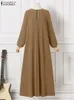 Ubranie etniczne Turcja Abaya Autumn Hidjab Sundress Zanzea 2023 Modna Kobiet Muzułmańska sukienka Islamska Maxi vestidos Turkish Sraine Femme 230324