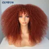 Perruques Synthétiques GEMBON Cheveux Brun Cuivre Gingembre Court Bouclés pour Femmes Naturel Avec Frange Résistant À La Chaleur Cosplay Ombre 230413