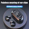Cell Phone Earphones TWS Wireless Headphones Bluetooth 52 Bone Conduction Earclip Design Touch Control LED Earbuds Sports Headset 230324