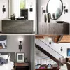 Lâmpada de parede Permo Black Sconce Light Matte Coluna Stand Banheiro Vanity Fixture com abajur de 5,9 polegadas