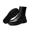 Plataforma grossa dividida em couro de calf média de calf homens lances up chelsea botas góticas punk masculino casual botas D2A59