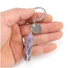 Key Rings Handmade Tree of Life Hexagonal Prism Pillar Natural Stone Healing Crystal Quartz Keychain Keys Chain Ring Drop levering JE DH8M1