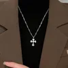 Chains 2023 Design Gothic Punk Style Gold Cross Necklace For Women 14K Real Exquisite Pattern Carving Clavicle Chain Jewelry