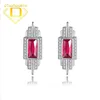 Charm Luxury Earrings 925 Sterl Silver Stud Earrings for Women Artificial Colored Gemstone Jewelry Rectangular EarDrop Gift for Girls Z0323