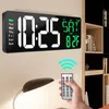 Wall Clocks Large Wall-mounted Digital Wall Clock With Remote Control Temp Date Power Off Memory Table Clock Dual Alarms Digital LED Clocks 230324