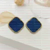 디자이너 빈티지 4/Four Leaf Clover Charm Stud Earrings Back Mother-of-Pearl Silver Fashion 18K Gold Plated Agate for Women Girls Valentine 's Wedding Jewelryei2E