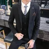 Męskie garnitury 2023 Spring Fashion klasyczny pasiaste Slim Suit British Business Formal for Men Simple Groom Takim Elbise trzyczęściowe zestawy