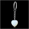 Key Rings Natural Stone Love Heart Keychains Sier Color Healing Crystal Car Decor Keyrings Keyholder For Women Men Drop Delivery Jewe Dhos3