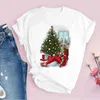 Camisetas para mujer, camisetas para mujer, estampado de árbol a cuadros, vacaciones de 2023 años, ropa de Feliz Navidad, Tops para mujer, ropa, camisa femenina, camiseta gráfica