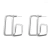 Boucles d'oreilles minimalistes Double couche pour femmes et filles, 1 paire, bijoux carrés irréguliers géométriques hautement polis
