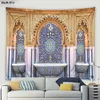 Tapissries 3D Marockan Art Architectural Tapestry Islamiska retro Geometriska mönster Vägg hängande vardagsrum sovrum heminredning filt 230324