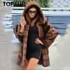 Женская меховая искусство 2023 Top Fashion Real для женщин натуральная норка Внешняя одежда с капюшонами.