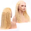 613# Blonde Diepe Golf Front Lace Pruiken 100% Menselijk Haar Pruiken Voor Vrouwen Pre Geplukt Met Baby Haar