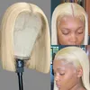 Perruque Bob Lace Front Wig synthétique brésilienne lisse et courte, cheveux de bébé, 13x1, pre-plucked, pour femmes