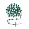 Anhänger Halsketten Trend Grüne Stein Rosenkranzkreuz Halskette Christian Jungfrau Maria Zentrum Accessoires Pullover Kettenkirche Schmuck Schmuck