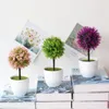 Decorative Flowers Artificial Green Grass Ball Small Tree Potted Bonsai Home Garden Bedroom Living Room Outdoor Indoor Office Decor Fake