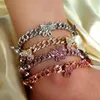 Anklets Flatfoosie Hip Hope Out Butterfly Crystal Cuban Link Łańcuch dla kobiet Bling Rhinestone Bransoleta Bransoletka Biżuteria