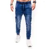 Jeans pour hommes de haute qualité poche solide hommes Denim coton pantalon casual Vintage Cargo cordon extensible crayon mâle