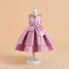 Девушка одевается детские девочки A-Line платье цветы 3D Trite Drint Silk Party Plate