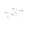 Charme LKO Réel 925 Sterling Argent Simple Mignon Cube Cristal Boucles D'oreilles Pour Femme Longue Gland Oreille Goujons Pour Filles Bijoux Cadeaux Dangle Z0323