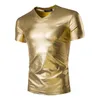 Men's T Shirts Summer Men Bright T-Shirt Fashion Gold Silver Black O-neck Nightclub Stage Mens Slim Fit Short Sleeve Brand Tees