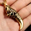 Anhänger Halsketten Drachen Wolf Zahn Halskette Für Männer Hip Hop/Punk Männlich Gold Farbe Edelstahl Cool Schmuck DropPendant