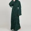 Etniska kläder pärlor öppen abaya dubai kalkon vår sommarparti solid muslimsk mode hijab klänning bälte abayas för kvinnor kimono islam kaftan 230324