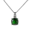 Pendanthalsband Moder Design Charmig kubik Zirkonium Kortkedja Chokers Green Emerald Gemstone Square Choker Halsband