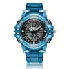 Relógios de pulso OHSEN Blue mass relógios esportes de quartzo d'água Man Man Women Wristwatch Digital Dual Time Relógios Relógios Relógio Masculino 2023