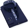 Camisas casuais masculinas Blueandwhite Porcelana Colarinho Camisa Masculina Manga Longa Coreana SlimFit Casual Business Dress Camisas Cor Sólida Camisa Branca Algodão 230323