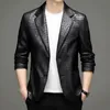 Men's Leather Faux Spring and Autumn Thin Soft Jacket Slim Fit Pattern Suit 230324