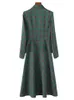 Two Piece Dres Formell kjoldräkt Eleganta damer Green Coffee Plaid Lång ärm Blazer Aline för affärsarbete slitage 2 Set 230324