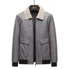 Men's Leather Faux Classic Retro Warm Fleece Bomber Jacket High Qualit Zipper Plus Size Fur for Men 230324