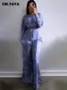 Womens Two Piece Pants Cmyaya Tie Dye Tracksuit Off Shoulder Long Sleeve Tshirt och Loose Matching 2 Set Outfits Sweatsuit 230324