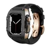 For Apple Watch Series 8 7 6 5 4 SE 44mm/45mm 316L Stainless Steel AP Mod Kit Fluororubber Protective Case Band Strap Cover