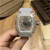 Orologio Richarmilles di lusso e lavoro meccanico per il tempo libero Personalità completamente Rm Moda Donna Uomo trasparente Nastro automatico Marea Atmosfera sportiva