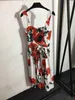 Sukienki kwiatowy z przodu elastyczne plisowane wzór jedno-linii sukienki na sling Sukienkę Kolor Kolor Kwiatowy Bak Lace Up Mleevele Bez rękaw