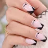 Faux ongles 24 pièces brillant faux portable blanc carré français ongles Faux dégradé ongles moyens couverture complète appuyez sur