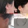 Charm Aide 925 Sterling Silver Smooth Long Line Ear Climber Stud Boucles d'oreilles pour les femmes Minimalist Ear Crawlers Studs Piercing Bijoux Z0323