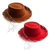 Berets Kinder Braun Rot Filz Cowboyhut Western Big Eaves Neuheit Weihnachten Cowgirl Kostüm Für Kinder Jungen MädchenBerets