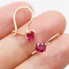 Charme 585 Purple Gold Plated 14K Rose Brinchos Brincos de Rubi para Mulheres Sweet Light Luxury Jóias de moda para enviar namorada Z0323